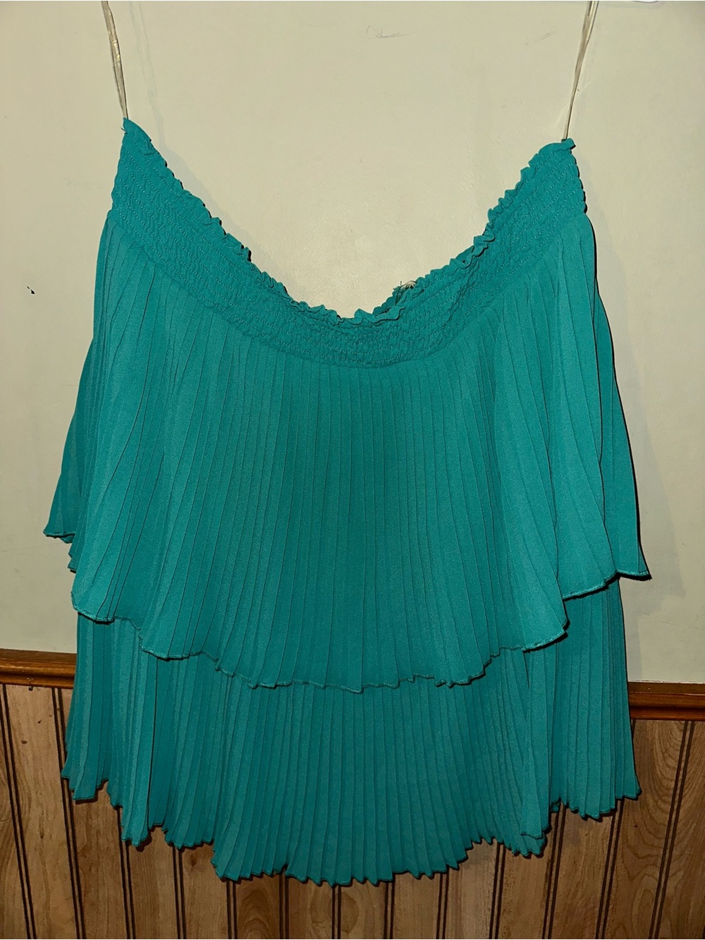 entro Teal Pleated Tiered Blouse